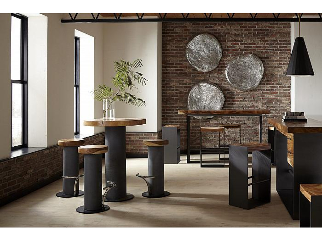 Concrete Bar Table, Chamcha Wood Top