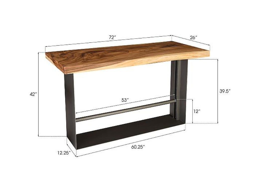 Iron Frame Bar Table, Natural