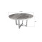 Chuleta Round Dining Table on Stainless Steel Base, Gray Stone thumbnail 1
