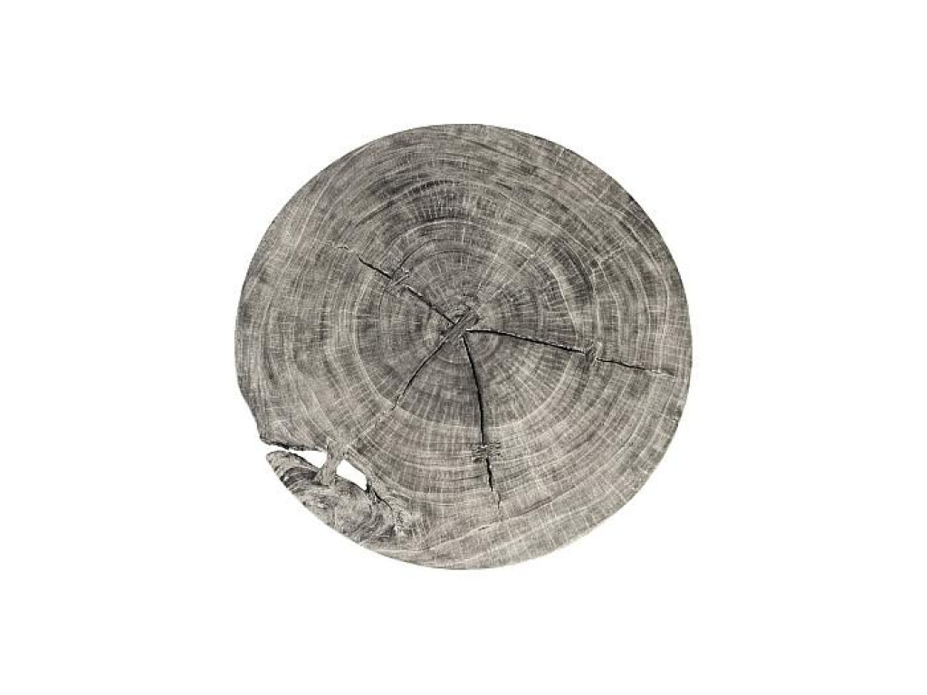 Chuleta Bar Table on Black Metal Base, Chamcha Wood, Gray Stone